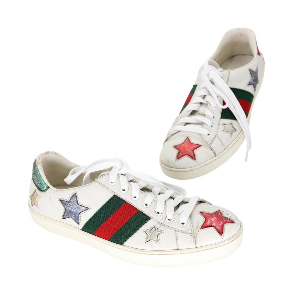 Gucci Ace Stars Embellished  Leather Low Trainer – MISLUX