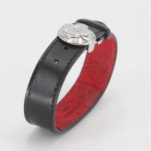 Louis Vuitton Black Leather Flower It Cuff Bracelet