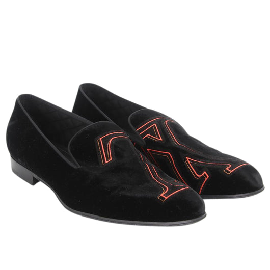 Louis Vuitton Black Orange Auteuil Velvet Loafers Formal Shoes LV