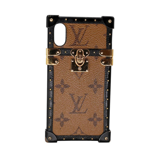 LOUIS VUITTON Eye Trunk iPhone Case X/XS Monogram Leather Brown M62618  30JF233