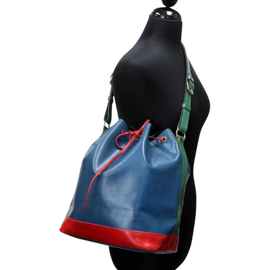 Louis Vuitton Blue Noe Epi PM Leather Bucket Bag - Ruby Lane