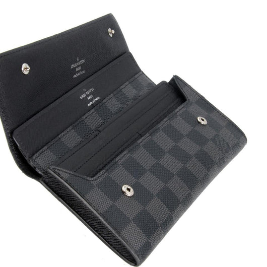 Louis Vuitton Black Damier Graphite Long Card Holder Wallet Insert