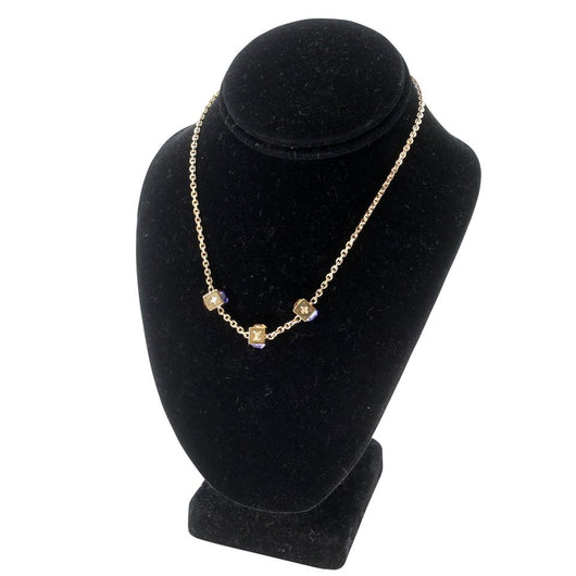 Louis Vuitton Gold Tone Crystal Gamble Station Necklace