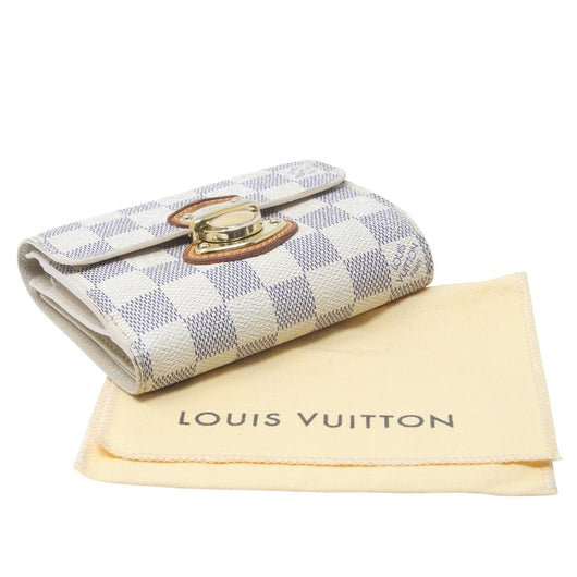 Louis Vuitton White Koala Damier Azur Coated Canvas Compact Push-lock Wallet  For Sale at 1stDibs