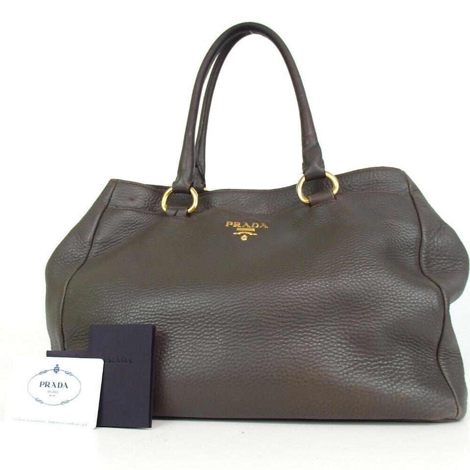 Shop PRADA Studded Chain Leather Elegant Style Logo Shoulder Bags
