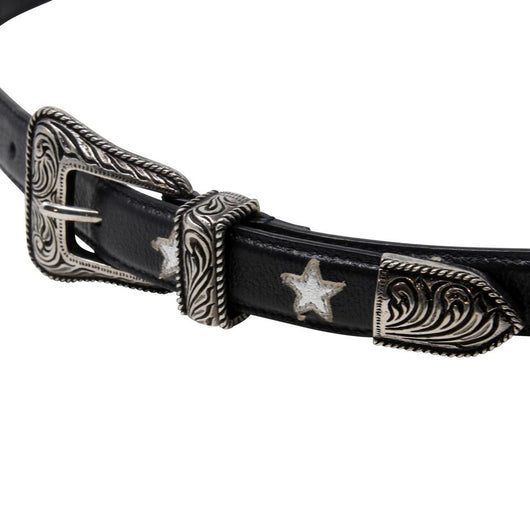 Saint Laurent Paris Black Mesh and Leather YSL Logo Buckle Belt