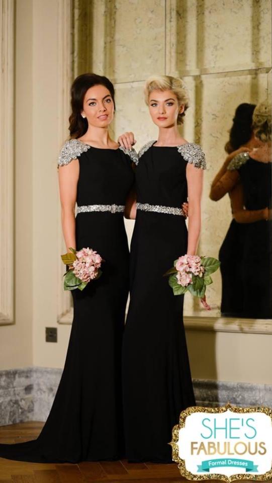 black and silver bridesmaid dresses