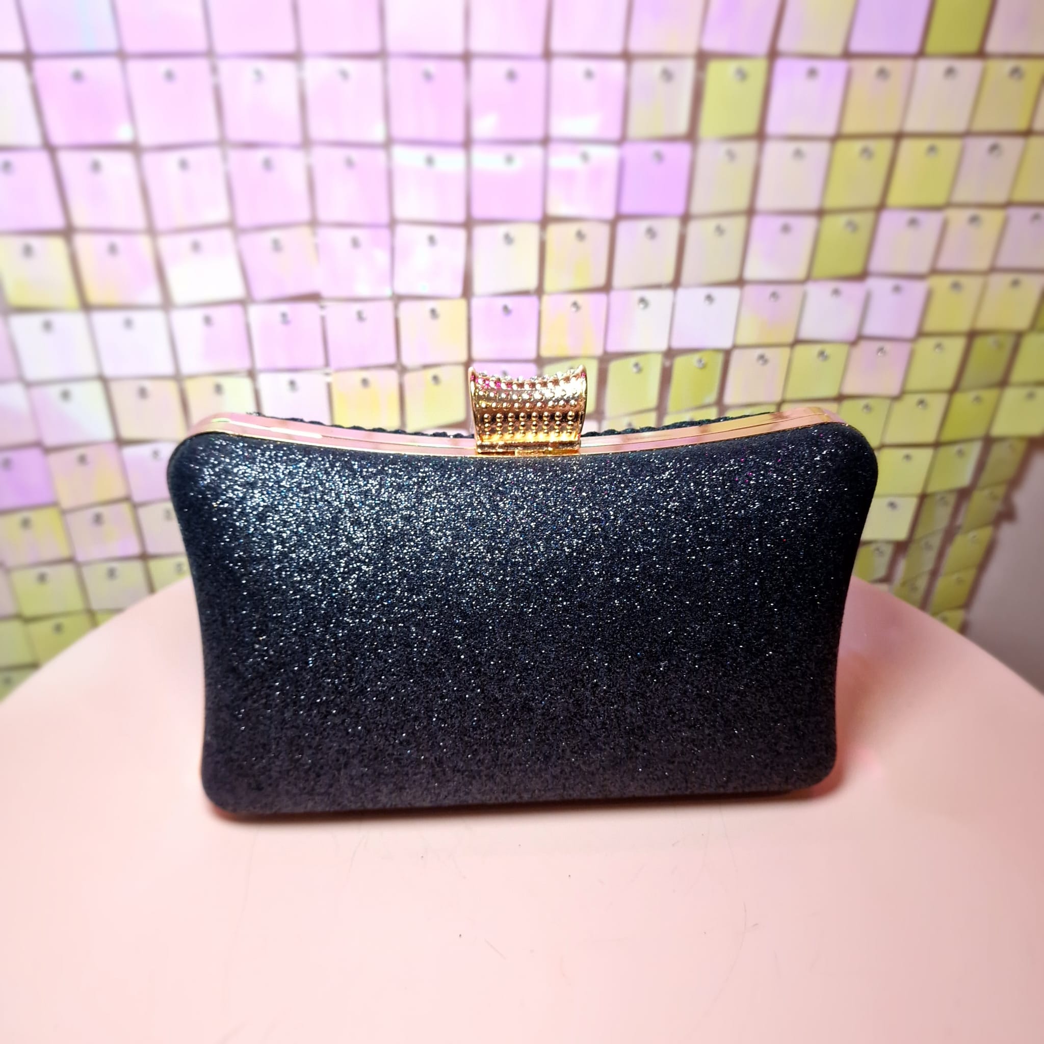 Vintage Black Glitter Clutch Handbag With Gold Hardware - Etsy