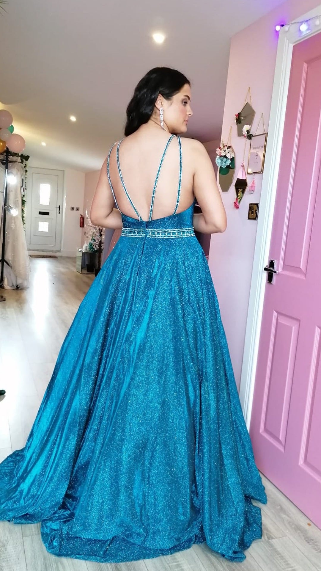 Natalie Royal Blue Sequin Embellished Open Back Formal Prom Dress