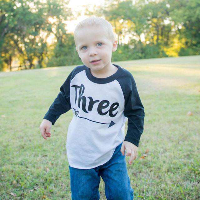 3rd Birthday Boy Shirt, Three with Arrow – Bump and Beyond Designs