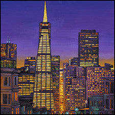 san francisco night painting transamerica building