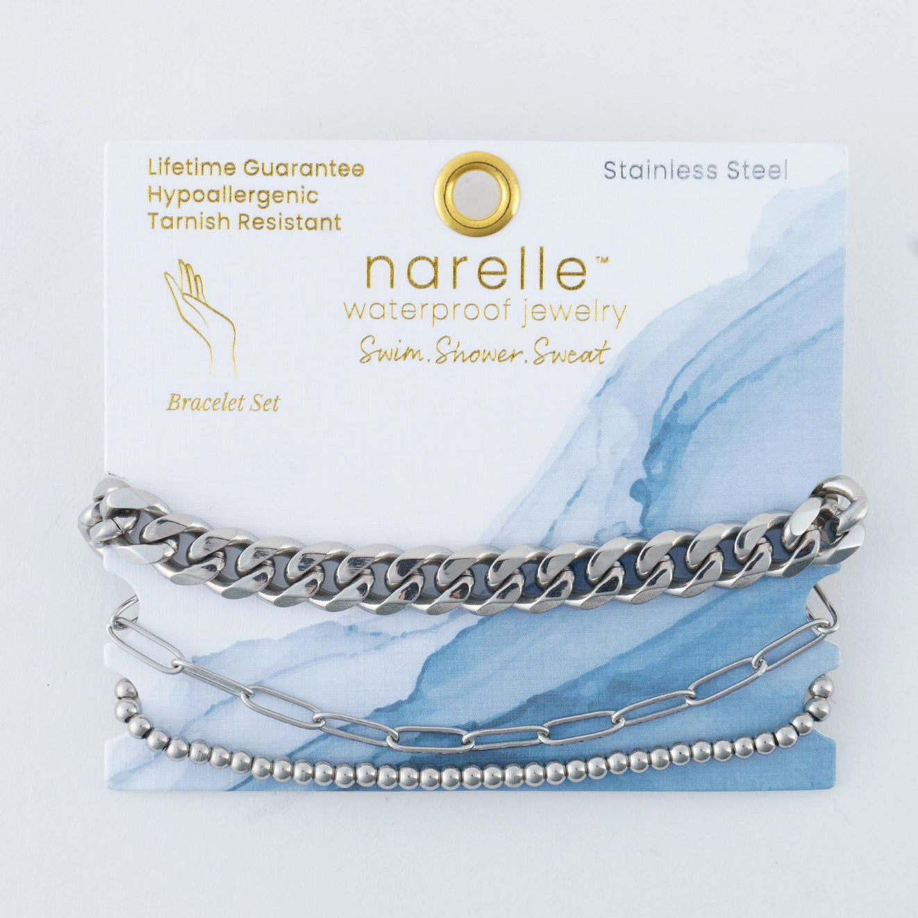 Narelle Waterproof Curb Chain Bracelet Set Color:Silver this fun skirt has your