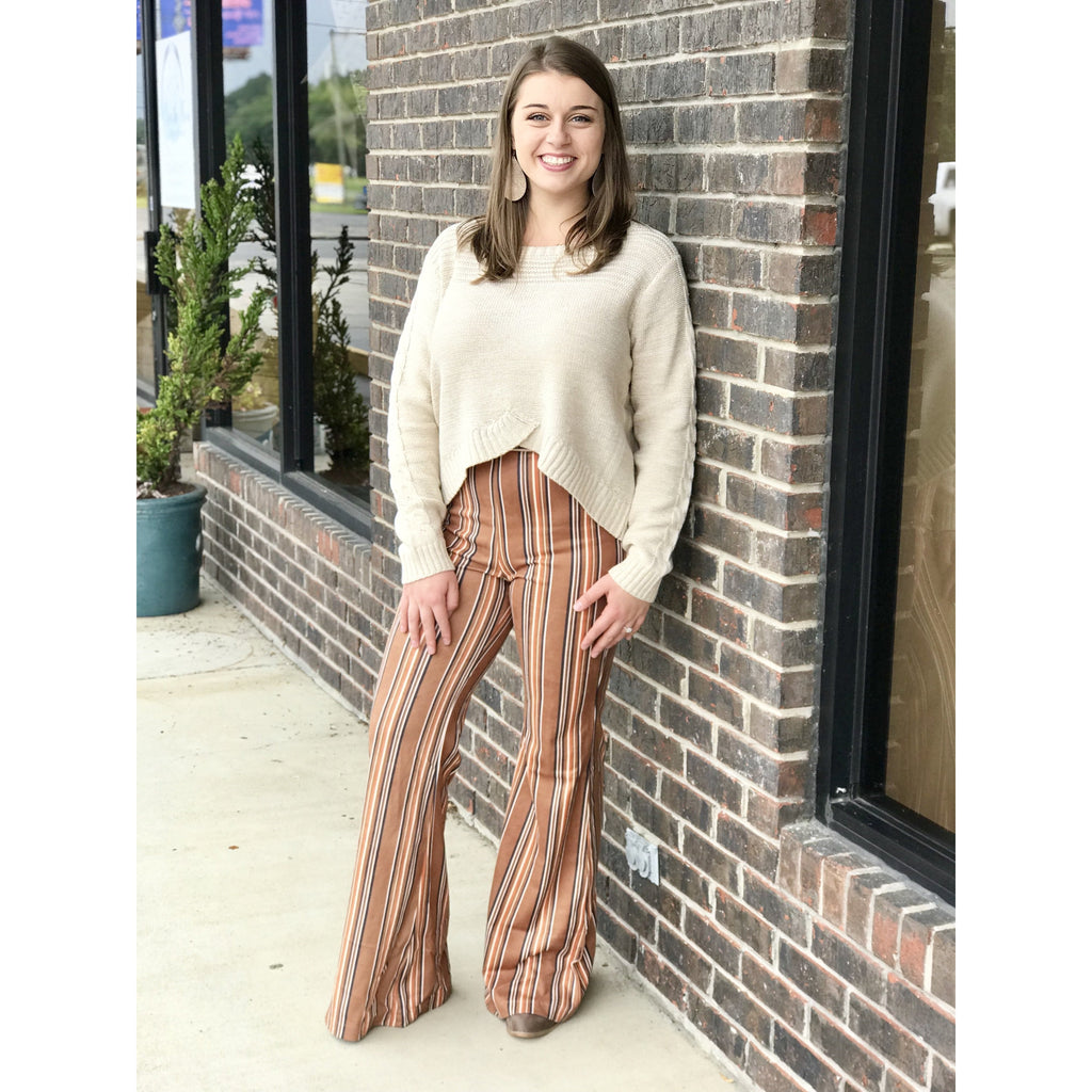 vertical striped bell bottoms