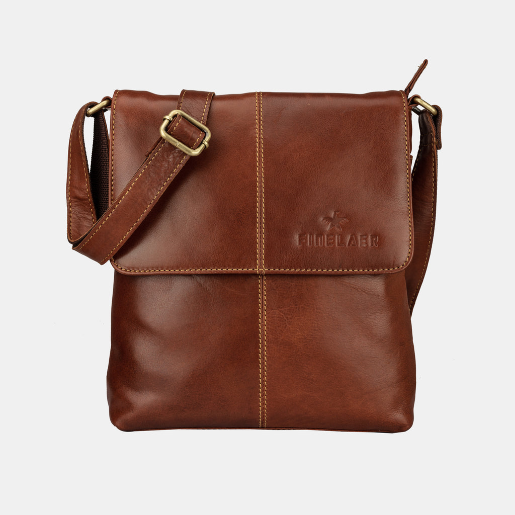 Finelaer Dark Brown Leather Crossover Crossbody Bag