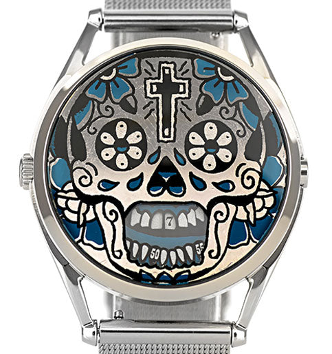 Silver Gilded Skull watch