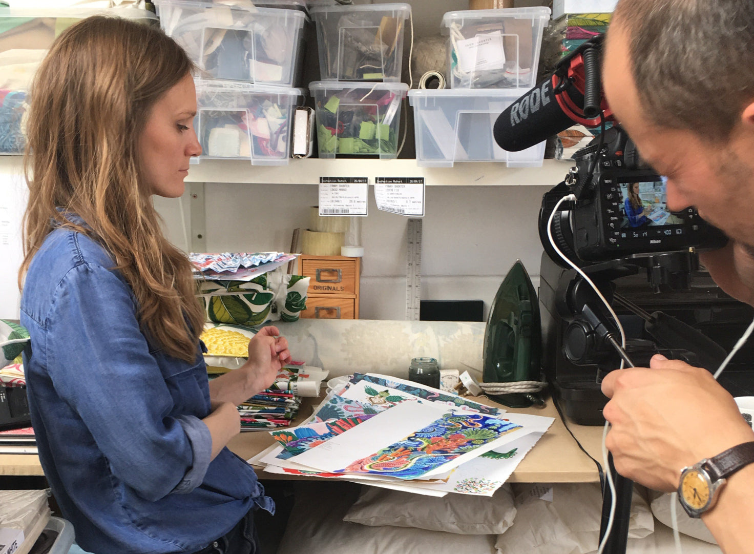 Crispin Jones filming Fanny Shorter in her studio