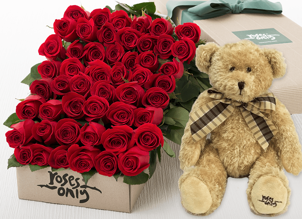 teddy bear in roses