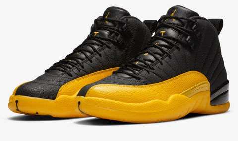 black and yellow jordan 12 gs