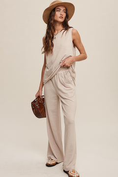 Soft Knit Tank and Sweatpant Set - Oatmeal