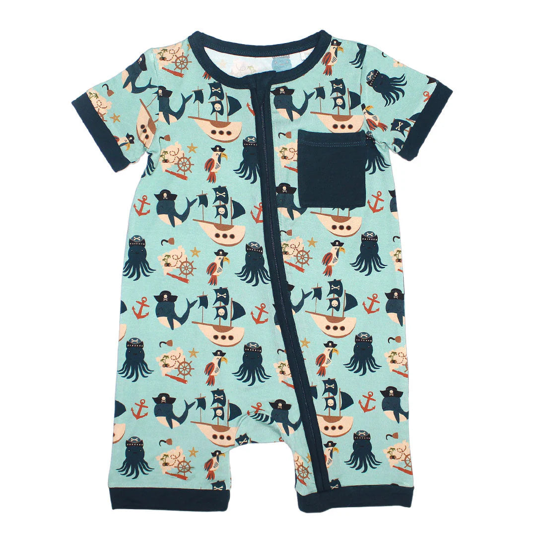 Emerson & Friends Pirate's Life Bamboo Baby Boy Shortie Romper
