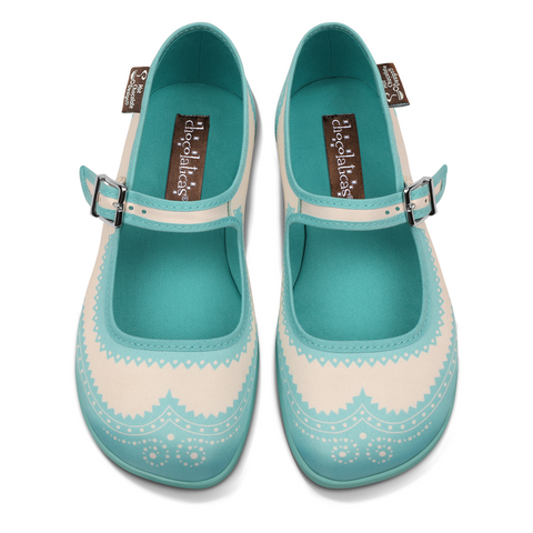 Chocolaticas® Havana turkis dame Mary Jane Flat