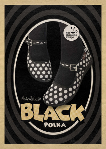 Chocolaticas® Black Polka Women's Mary Jane Flat
