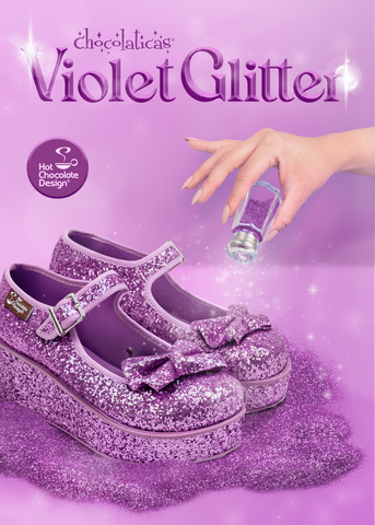 Chocolaticas® Purple Glitter Women's Mary Jane Platform