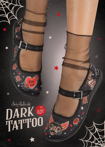 Chocolaticas® Dark Tattoo Mary Jane Flat für Damen