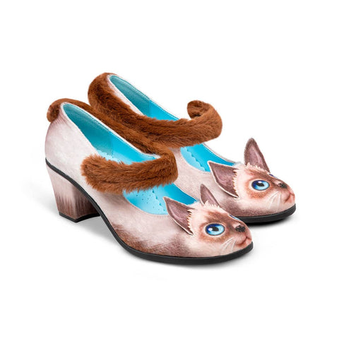 Chocolaticas® Mid Heels Siamese Cat Damen-Mary-Jane-Pumps