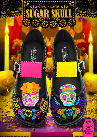 Chocolaticas® Sugar Skull Mary Jane Flat für Damen