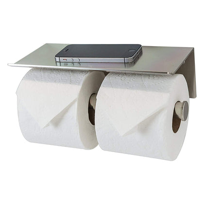 Double toilet paper roll holder with shelf, Two roll toilet paper hold –  StudioAndolina