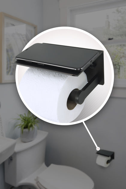 Reversible Toilet Paper Holder With Phone Shelf, Modern Style