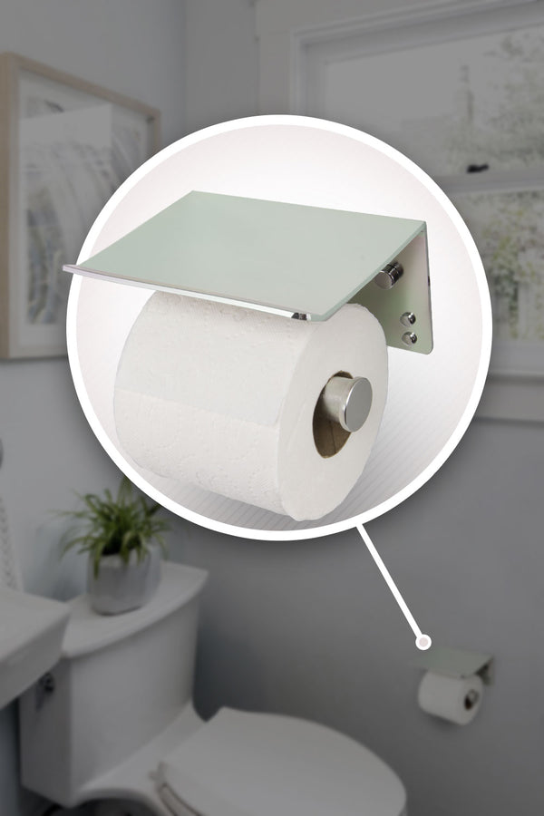 Double Toilet Paper Holder With Phone Shelf, Modern Style – Neater Nest