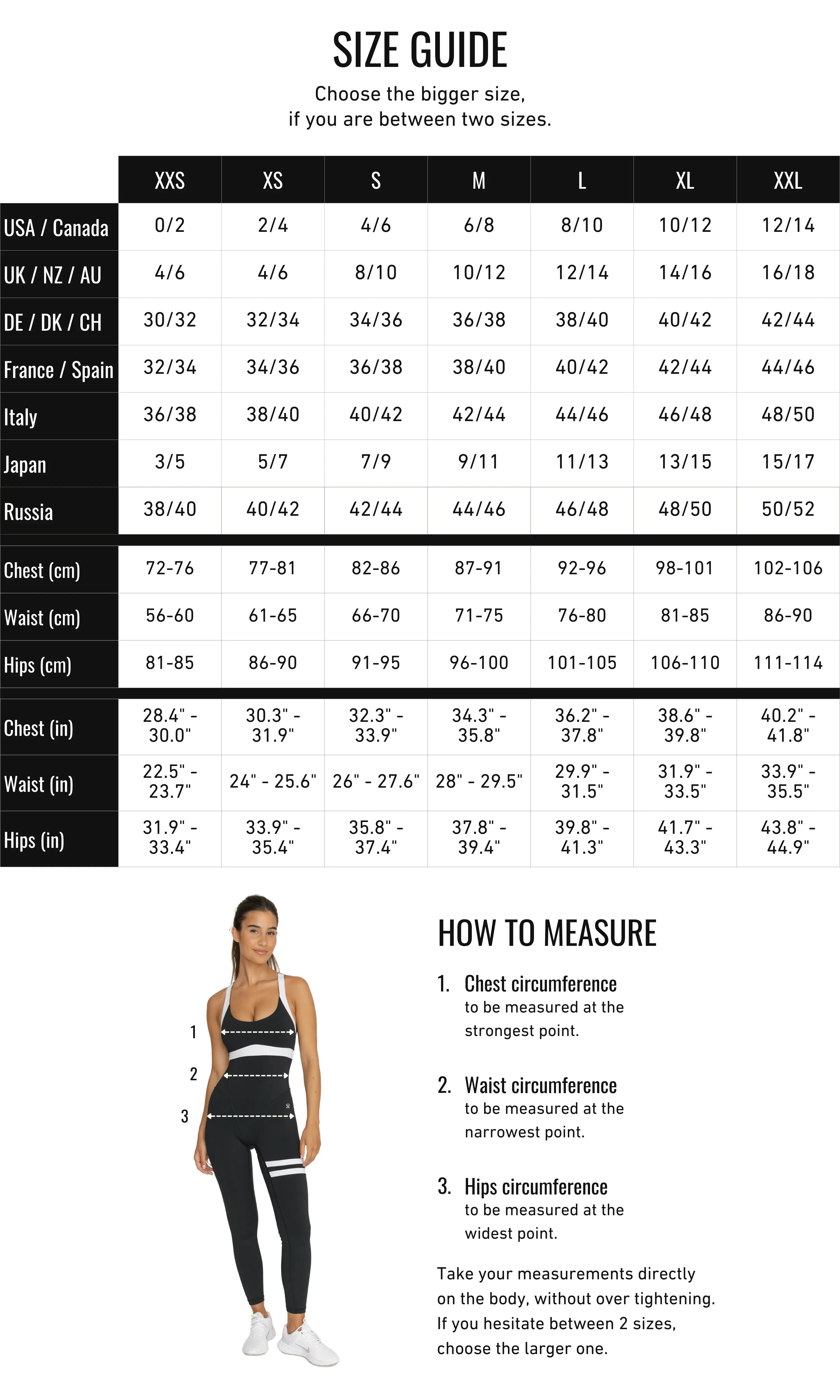 Topissima Size Chart