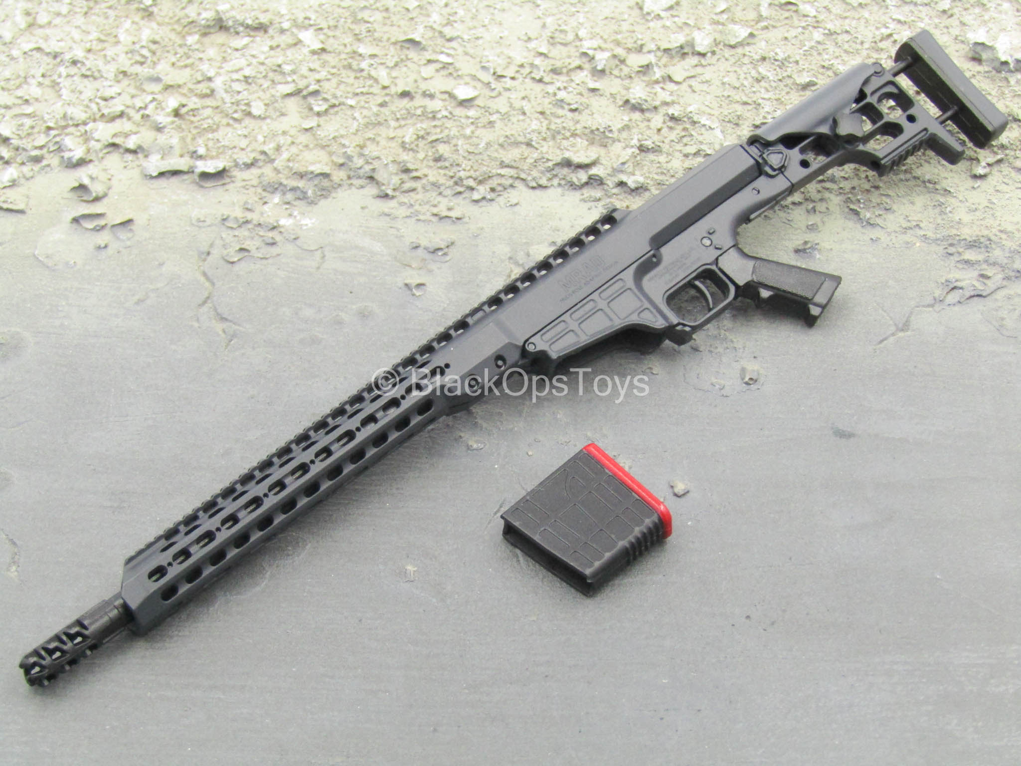 Rifle Black Red Mrad Sniper Rifle W Folding Stock Blackopstoys