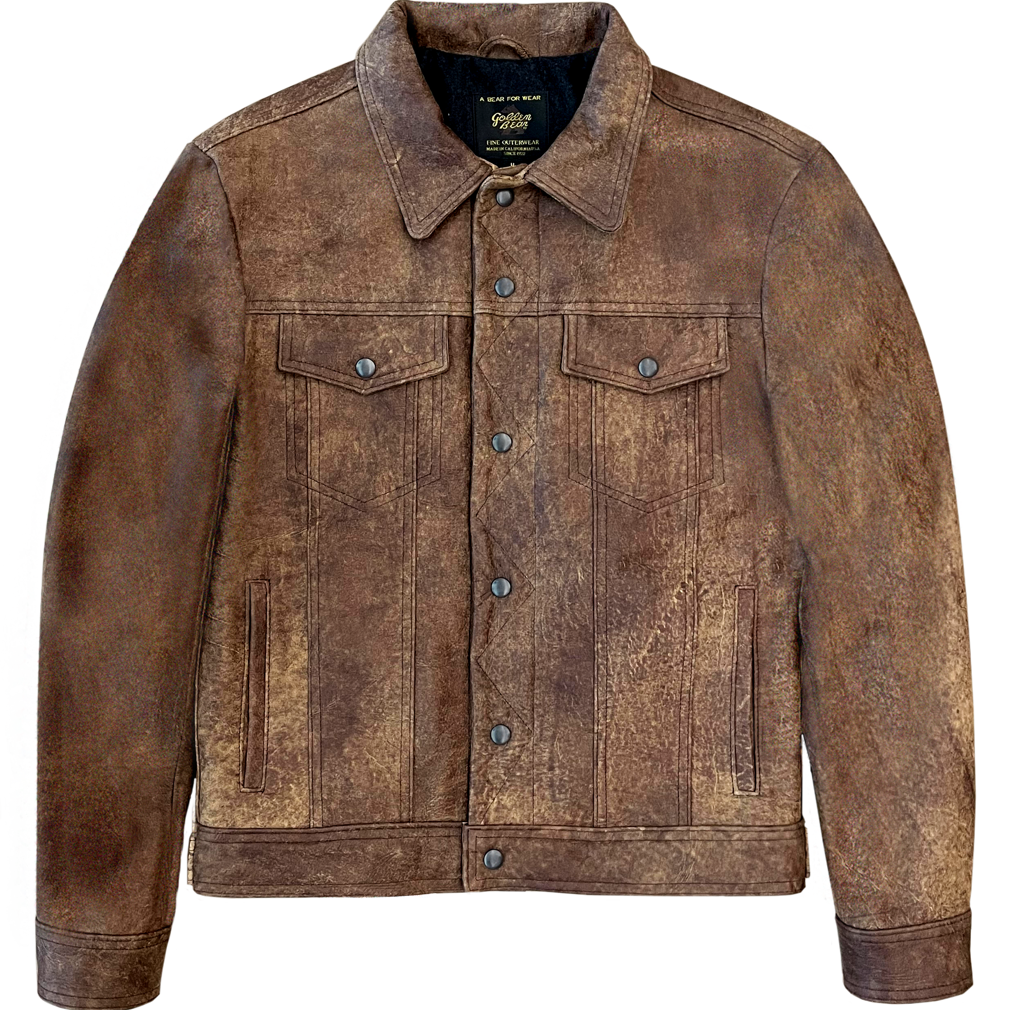 The Holden - Distressed Cowhide Leather Trucker Jacket