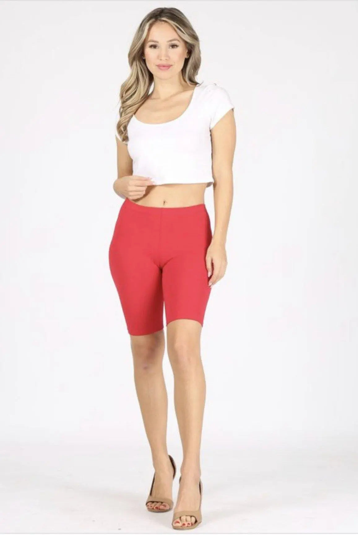 Red cotton biker on sale shorts