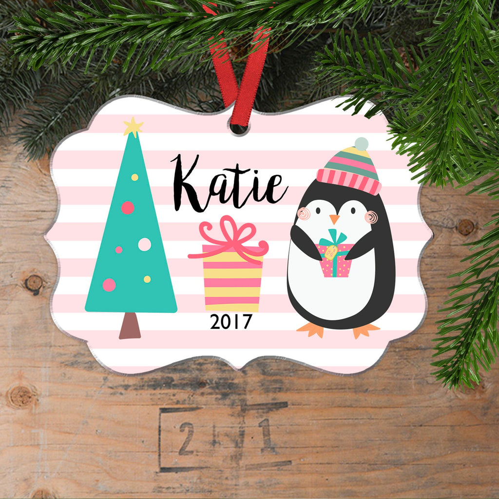 Girl Christmas Ornament - Merry & Bright Colorful Personalized