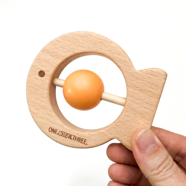 wooden rattle teether