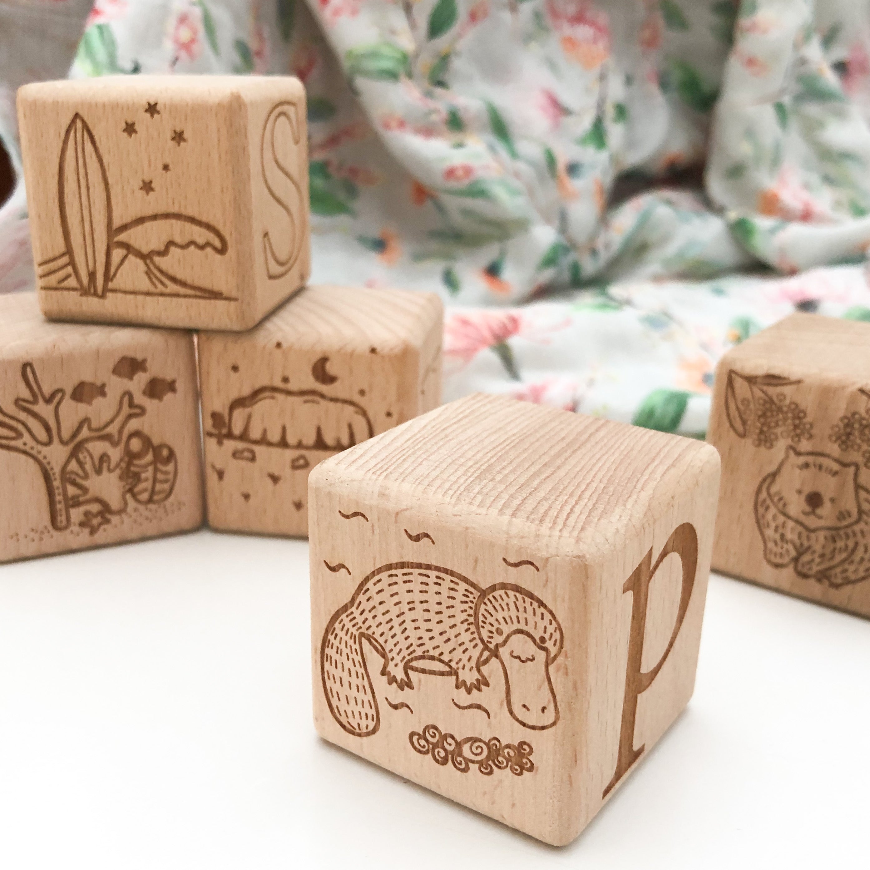 Etched Educational Keepsake Wooden Baby Blocks + Reviews