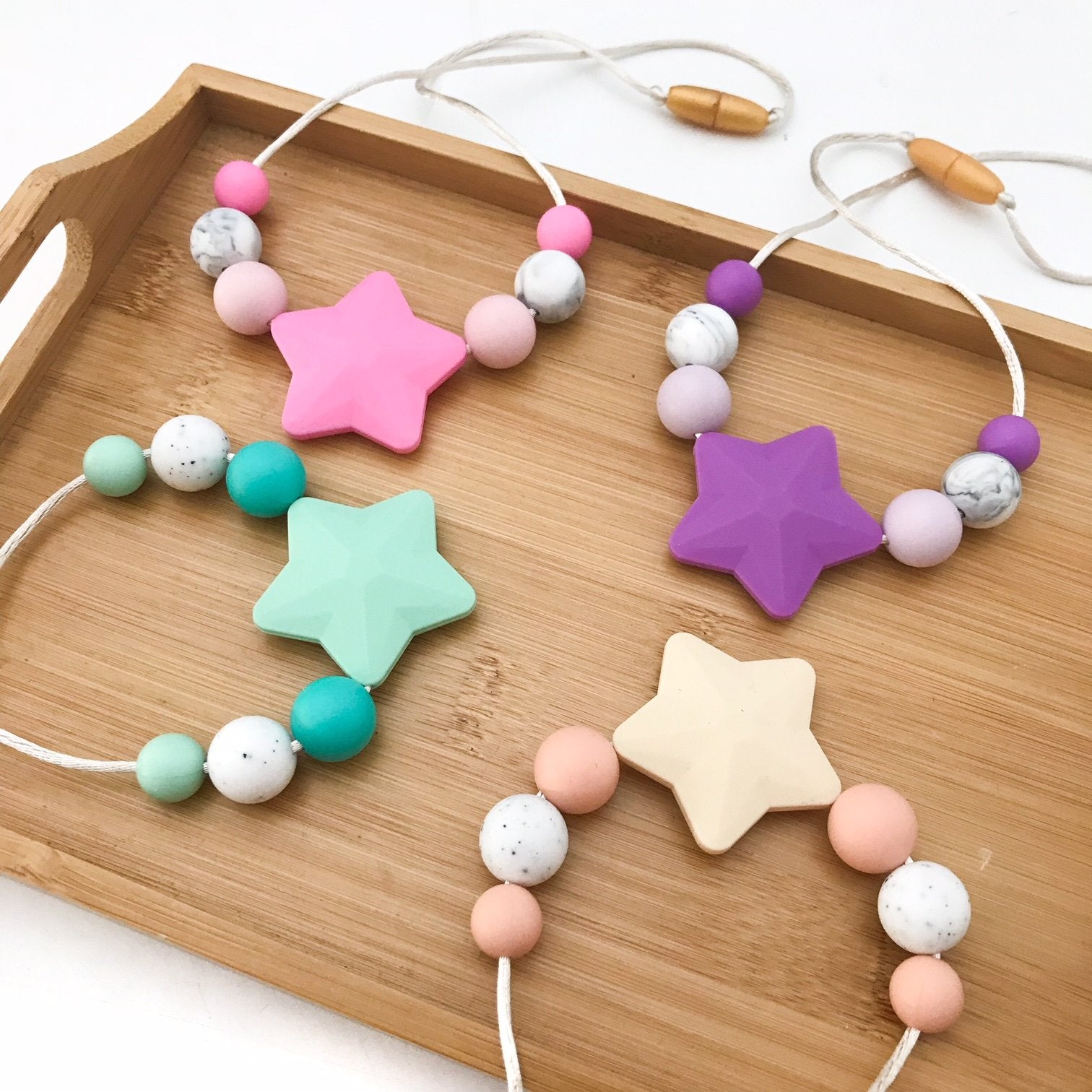 silicone bead necklace for teething