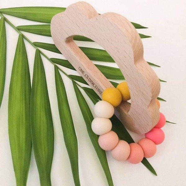 CLOUD Silicone and Beech Wood Teether - teething baby essentials – ONE ...