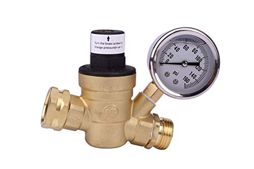 3/4 Water Pressure Regulator Valve with Gauge - For RV Camper