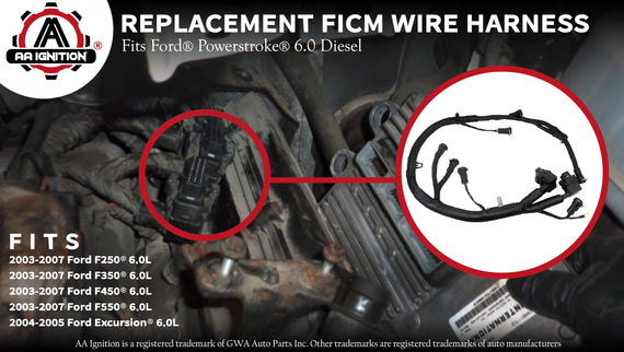 FICM Engine Fuel Injector Complete Wire Harness - Replaces Part# 5C3Z9