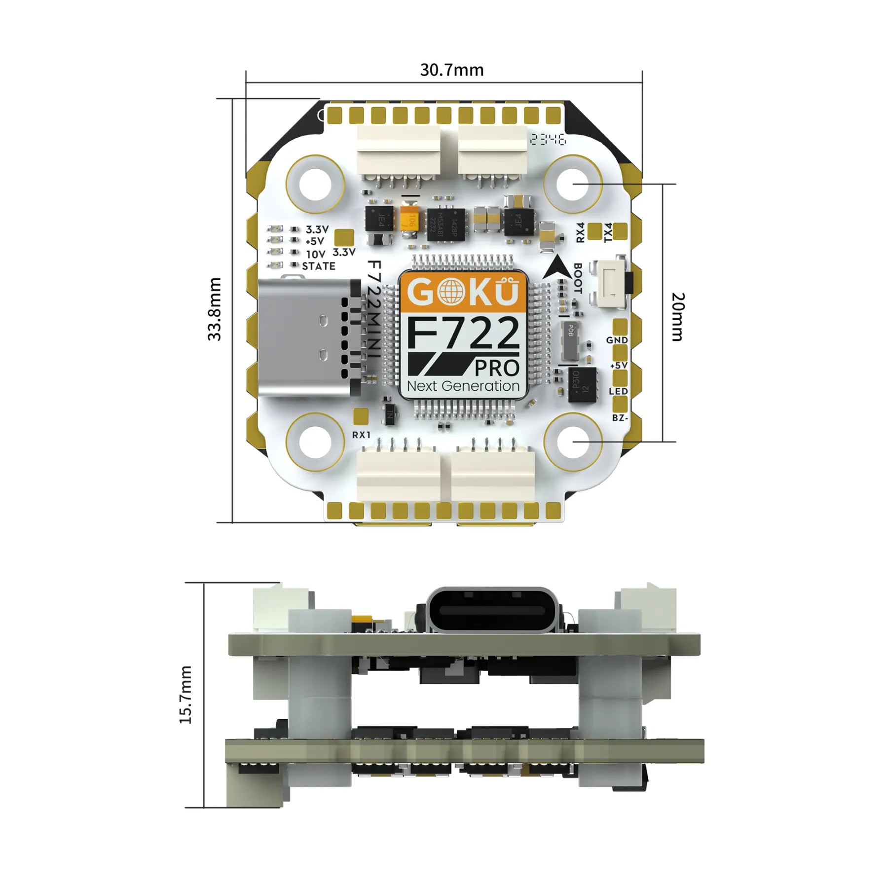 Flywoo Goku F722 Pro Mini V2 40A BLHeli_S 20x20 Stack