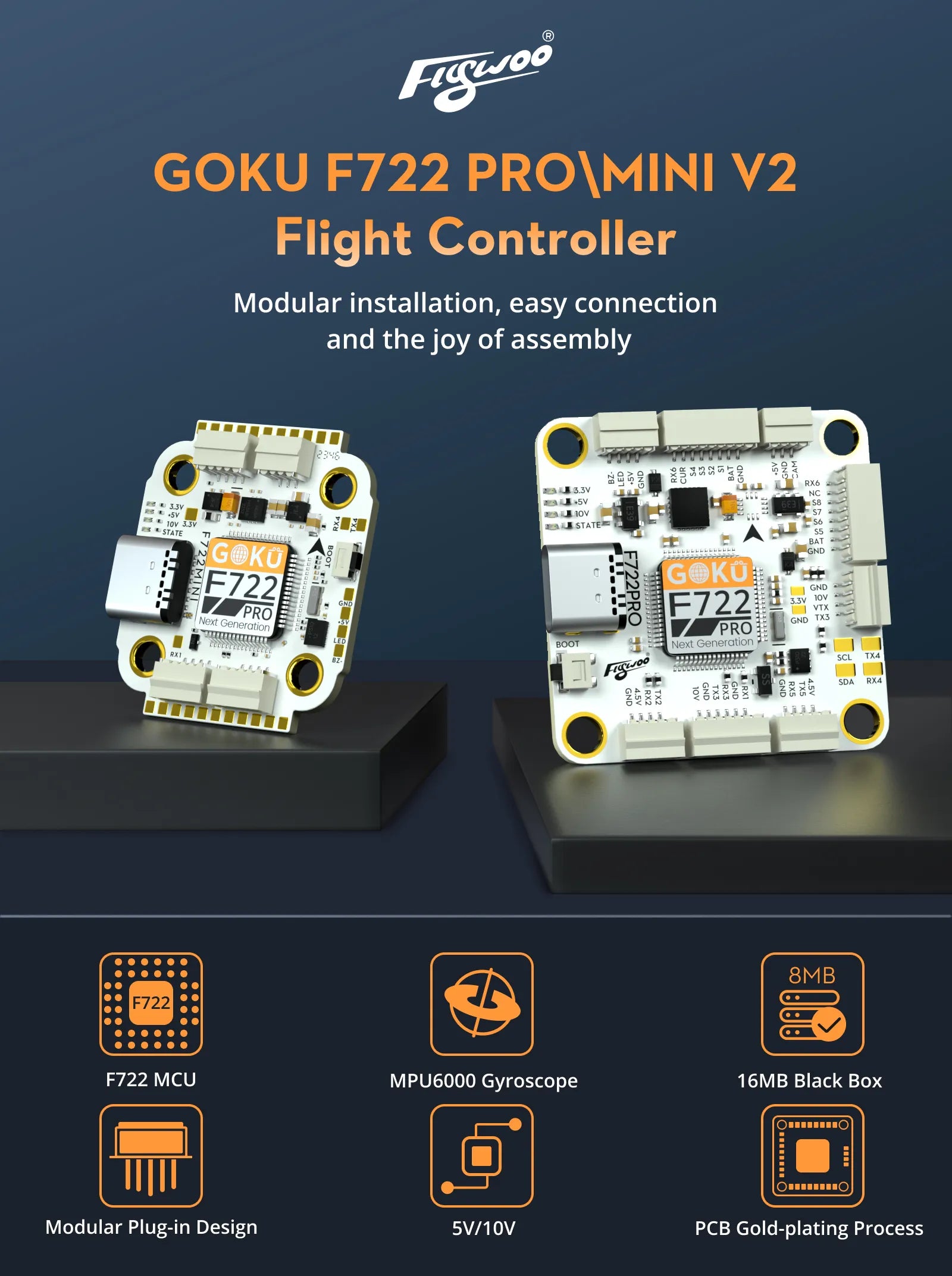 Flywoo Goku F722 Pro V2 30x30 Flight Controller (MPU6000)