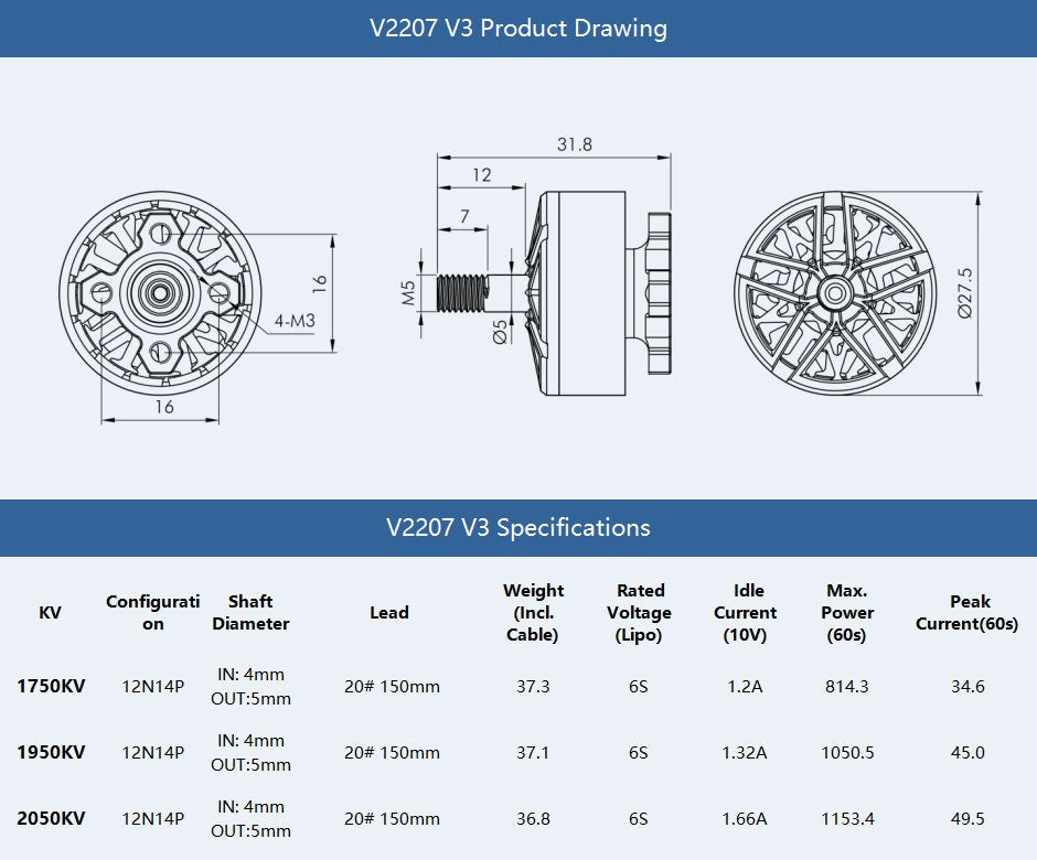 T-Motor Velox V2207 V3.0 Motors