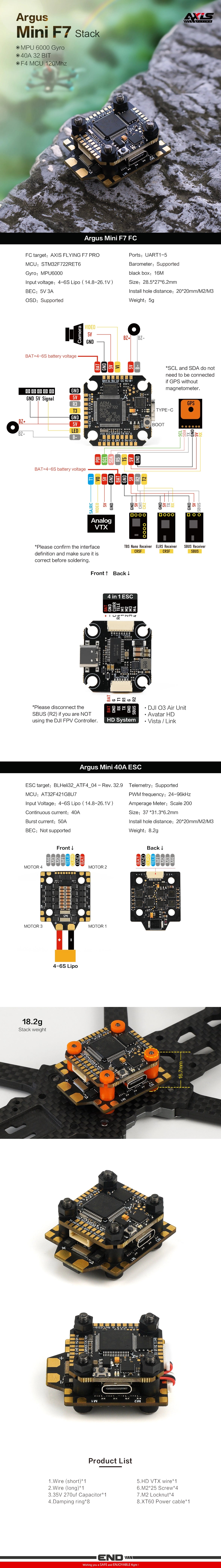 Axisflying Argus Mini F7 40A Stack