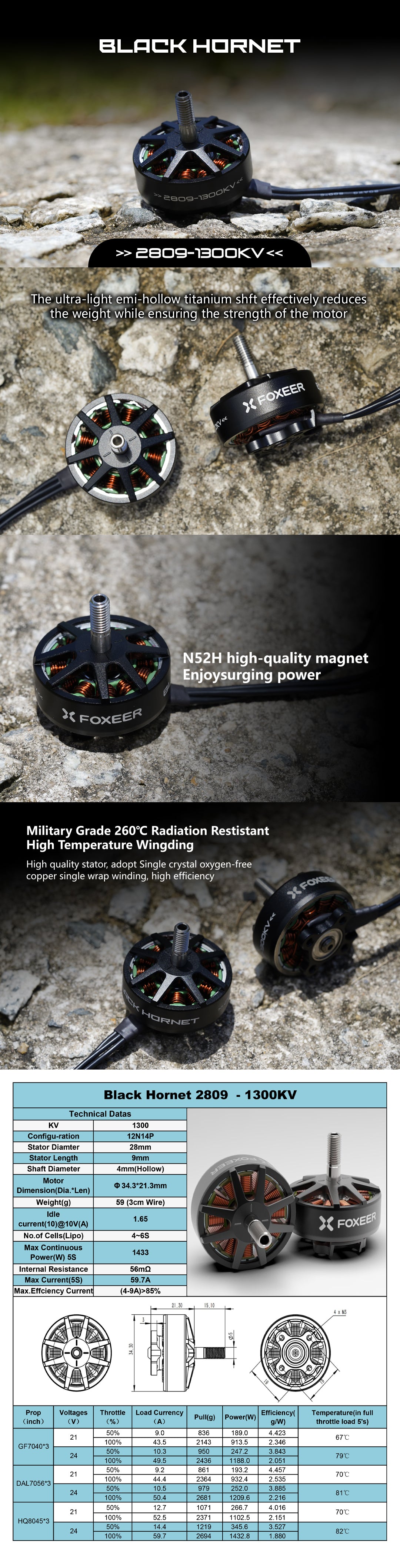 Foxeer Black Hornet 2809 1300KV Motor