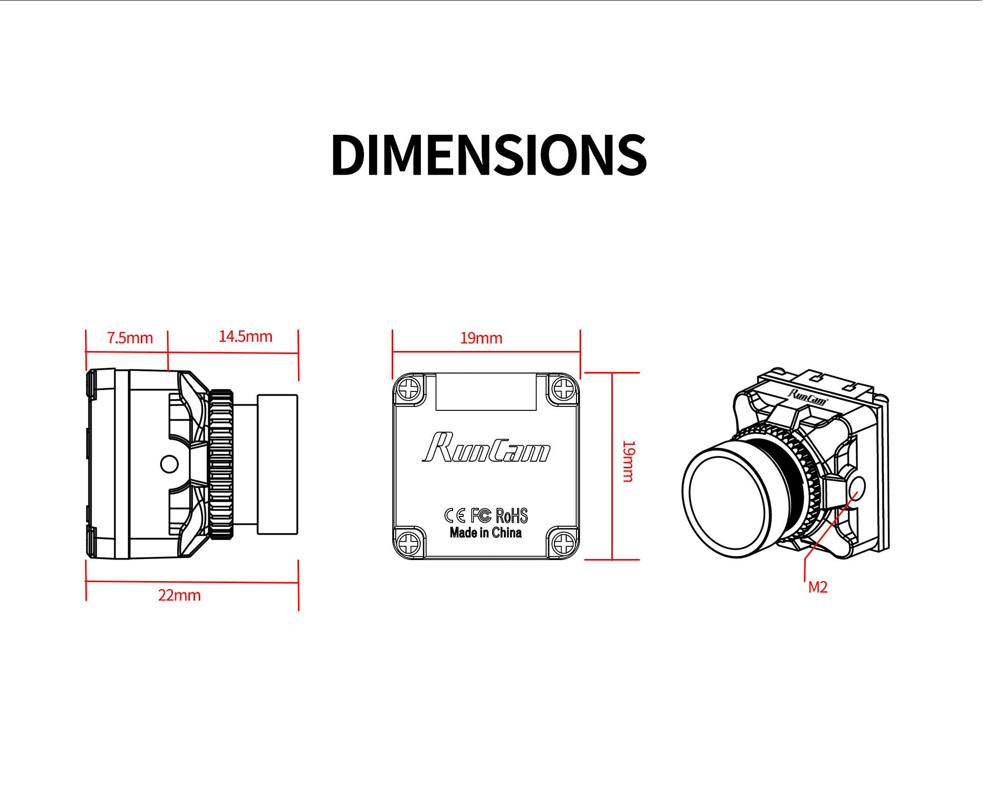 Runcam Phoenix 2 SE V2 Dimensions